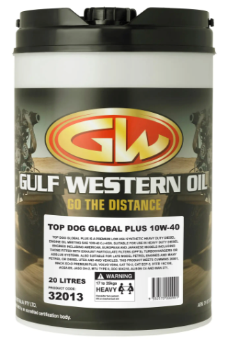 Gulf Western Top Dog Global Plus Syn 10W-40 CJ-4/SN Diesel Engine Oil (20L)
