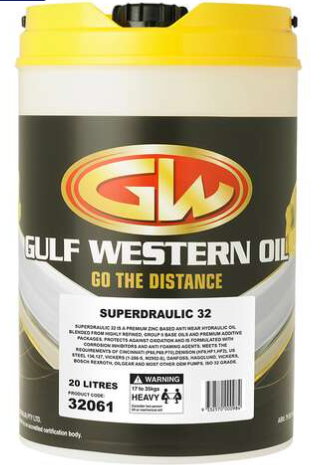 Gulf Western Superdraulic Anti-Wear Hydraulic Oil ISO 32 (20L)