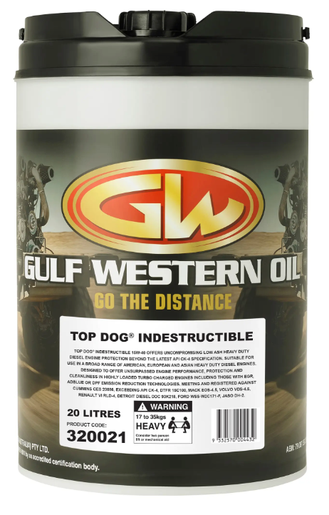 Gulf Western Top Dog Indestructible 15W-40 CK-4 Diesel Engine Oil (20L)