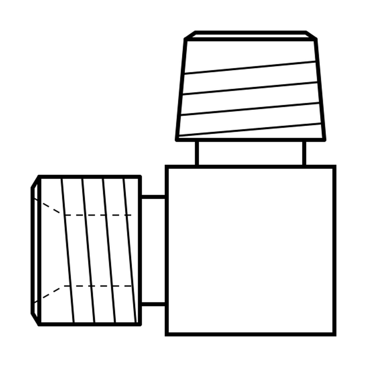 BOA technical drawing AD BSPP male x BSPT male 90