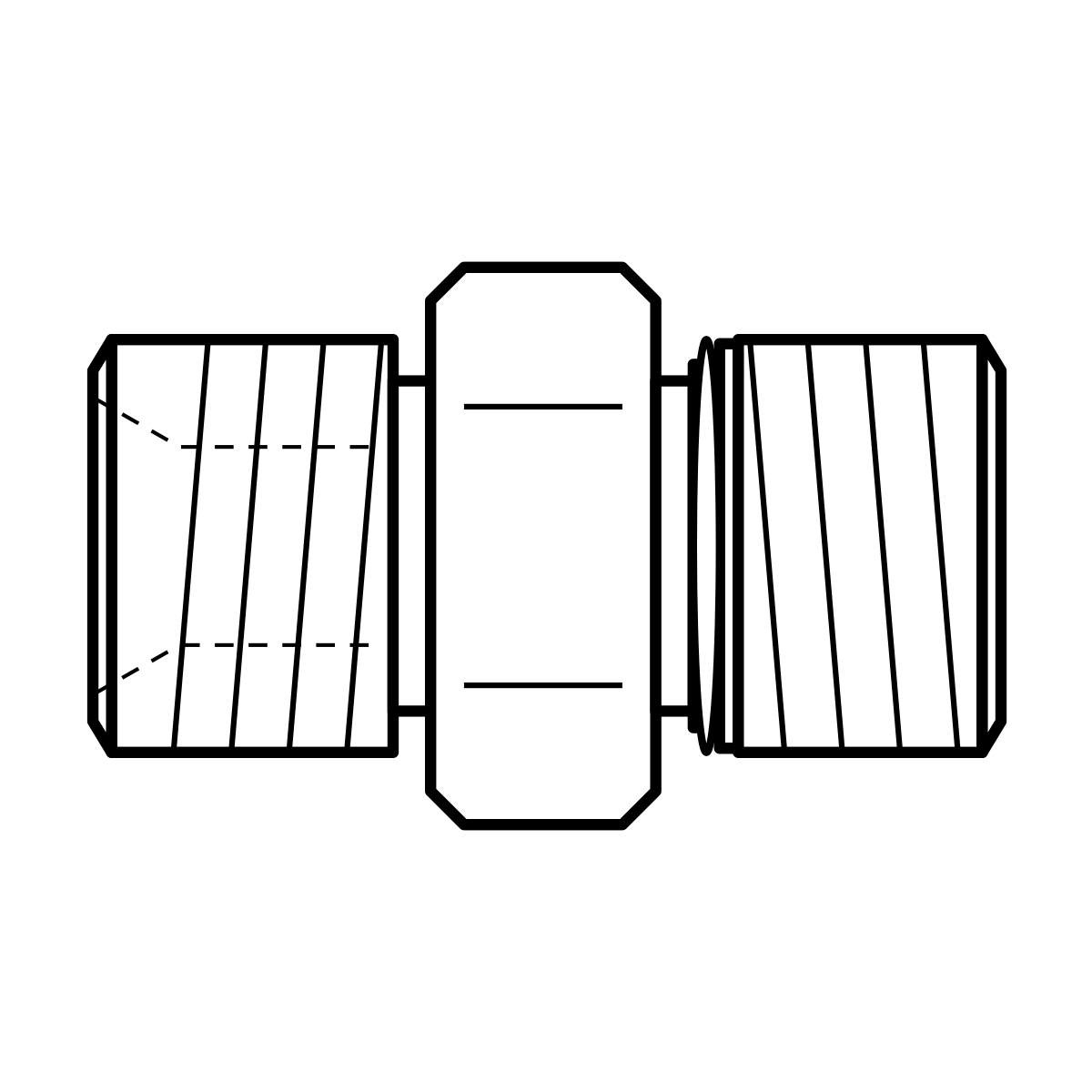 BOA BN technical drawing (BSPP male x UNO male straight adaptor)