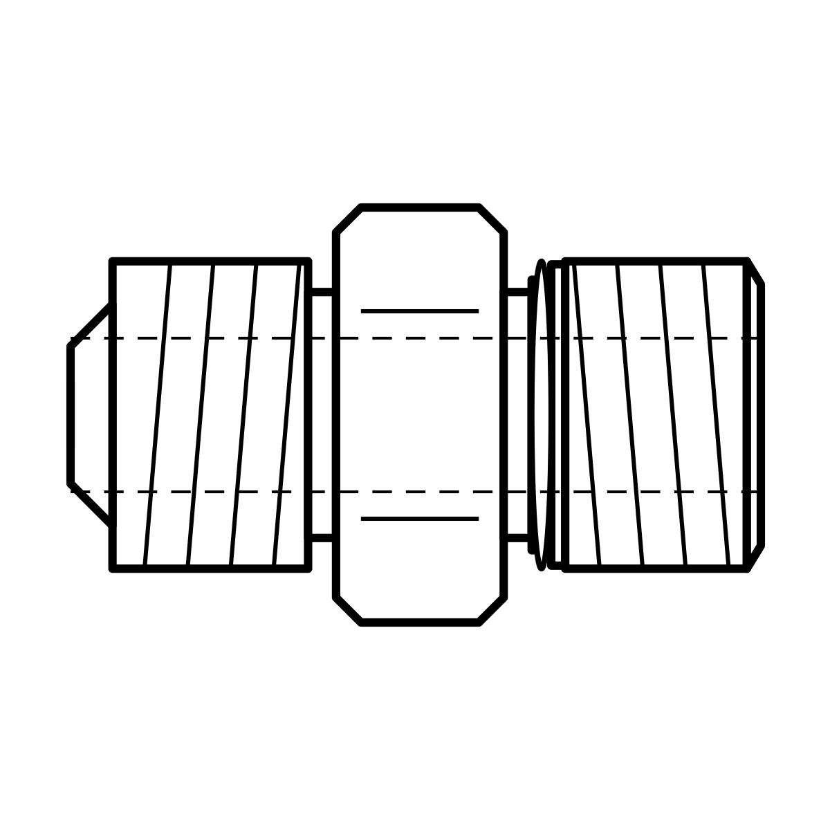 BOA GN technical drawing (JIC male x UNO male straight adaptor)