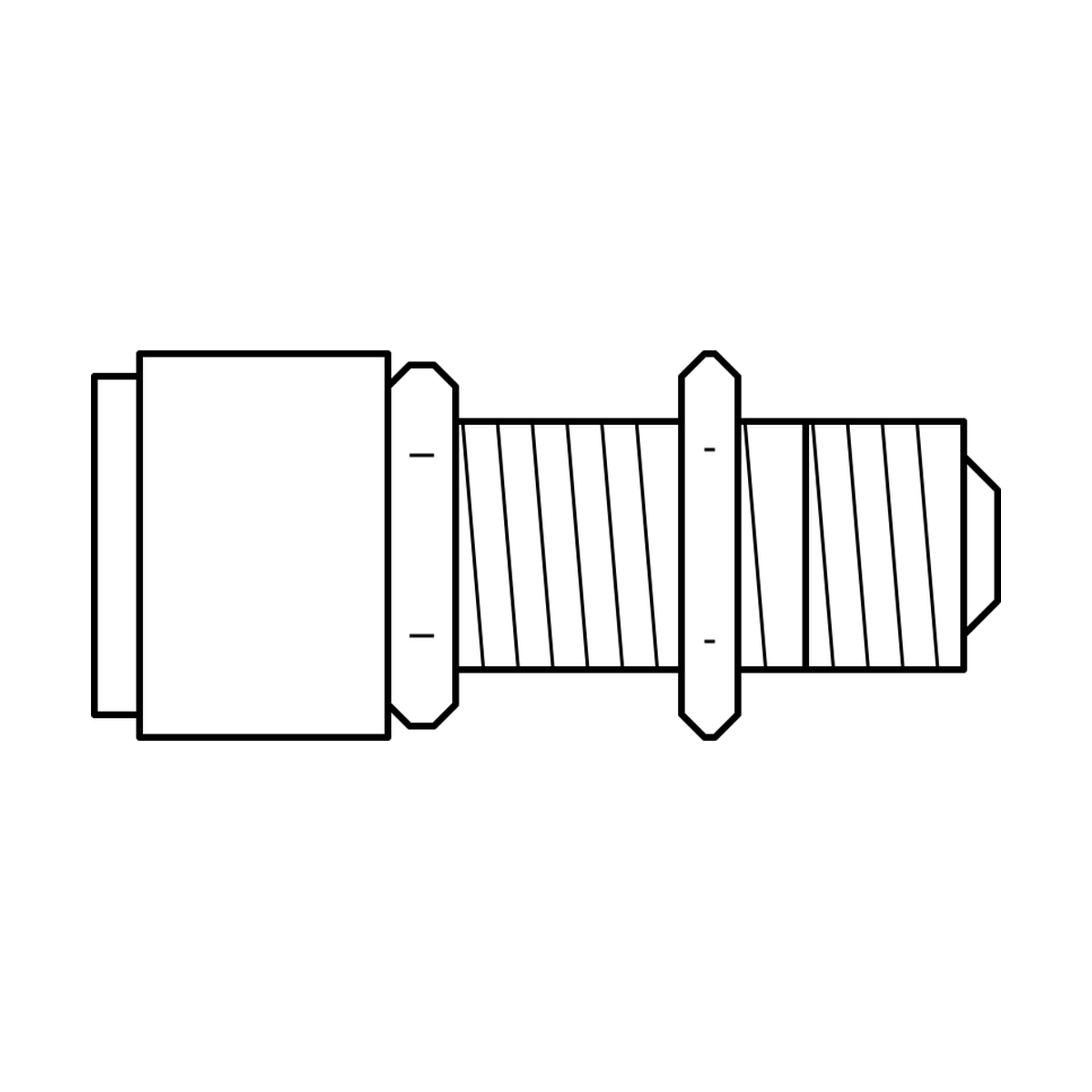 BOA technical drawing P14 flat face bulkhead coupler