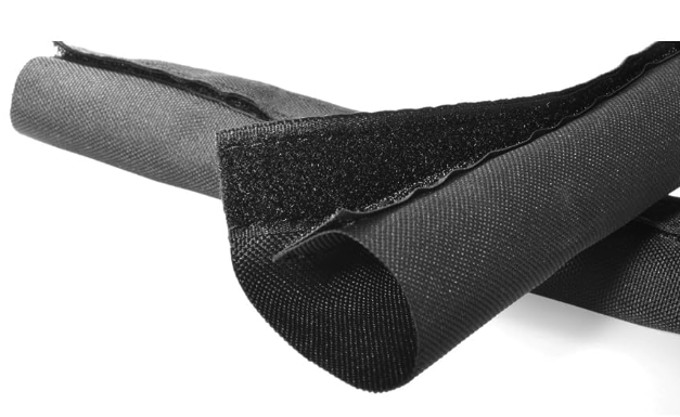 Black hook and loop wrap-around hose protection sleeve