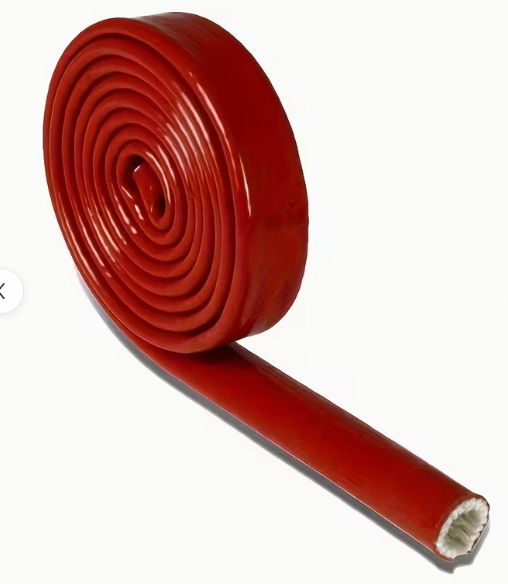 Red silicone hydraulic hose fire sleeve